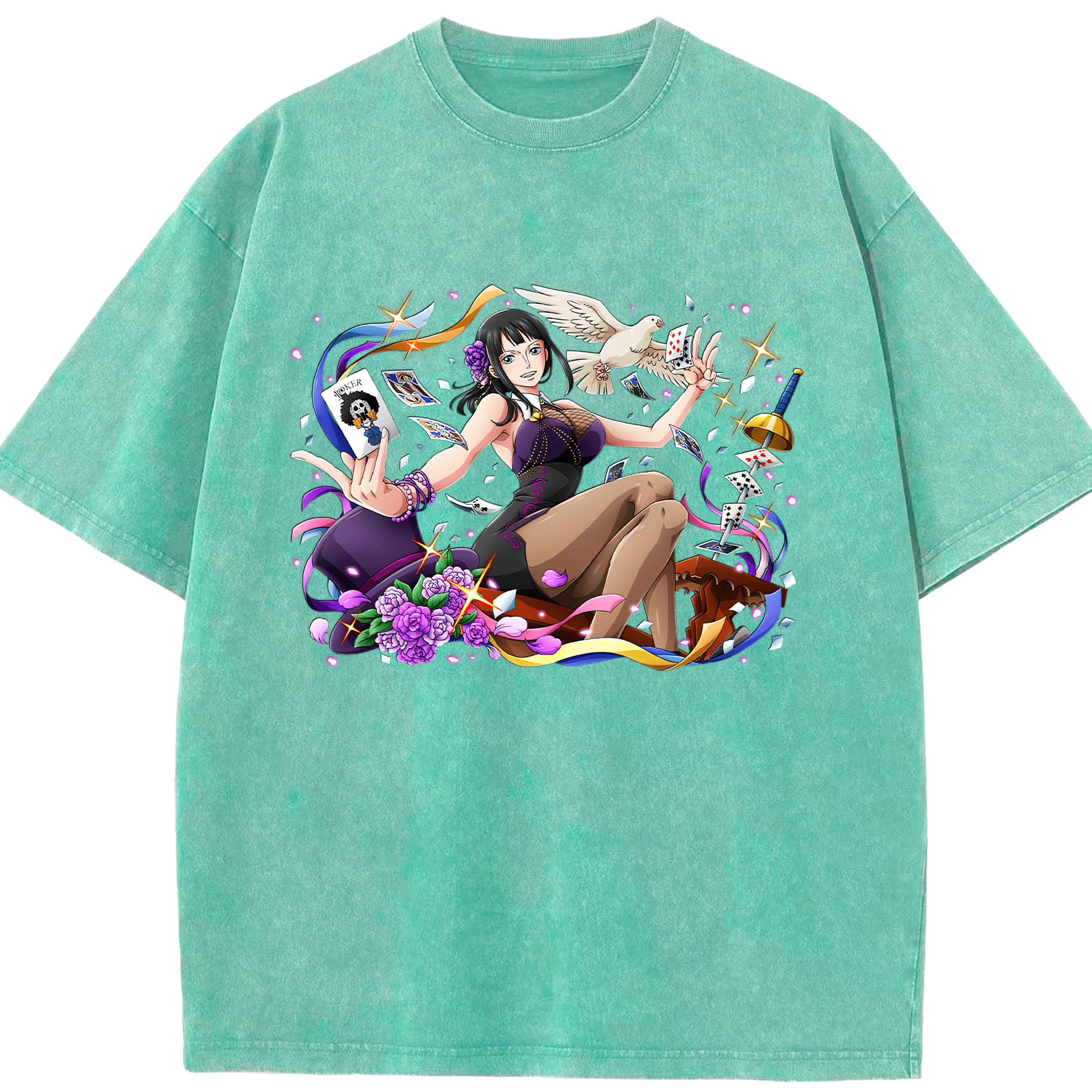 ワンピース ニコ・ロビン ONE PIECE Nico Robin 綿100% ヴィンテージ風 半袖Tシャツ（フロントプリント）